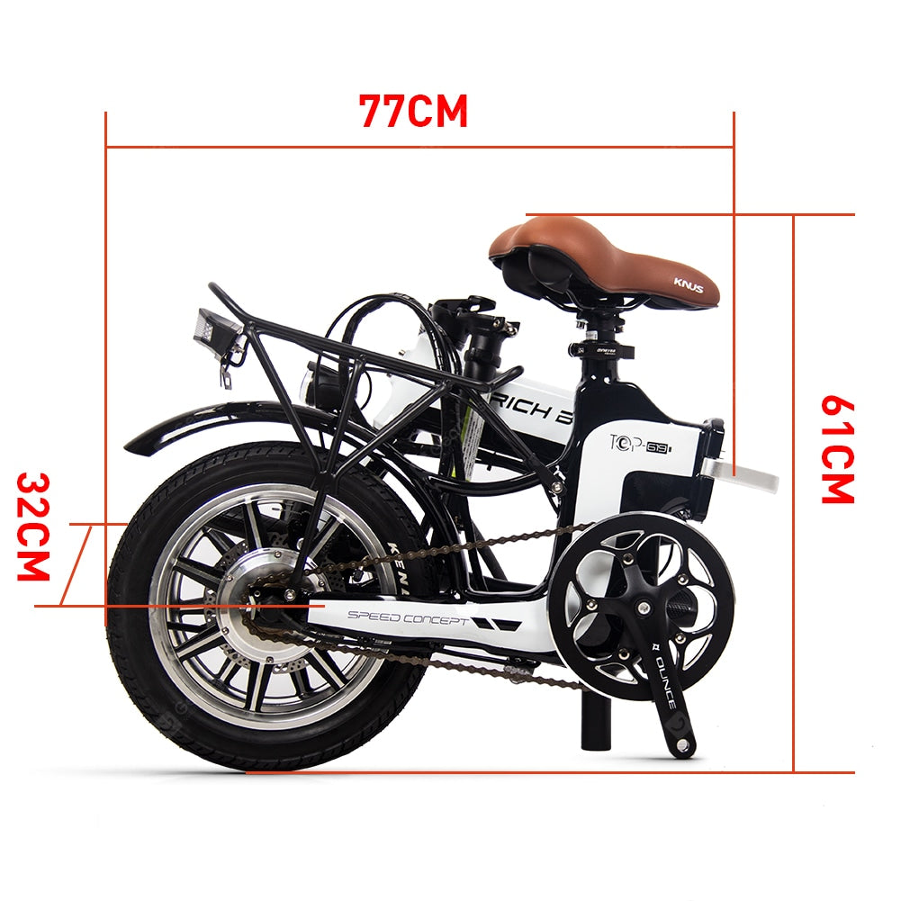Rich Bit Ebike RT-619 14 Inch Folding Electric Bike  250W 36V 10.2AH Li-ion Battery 5 Level Pedal Assist With Rear luggage rack