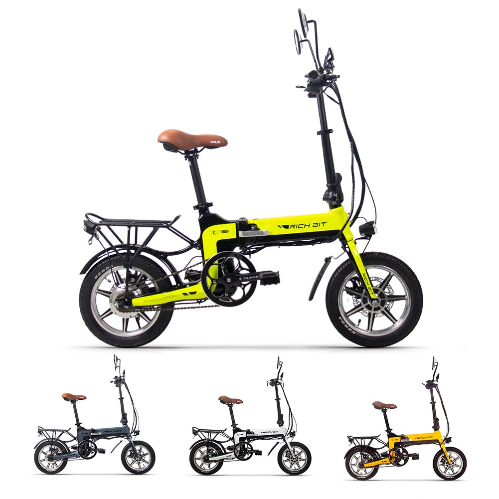 Rich Bit Ebike RT-619 14 Inch Folding Electric Bike  250W 36V 10.2AH Li-ion Battery 5 Level Pedal Assist With Rear luggage rack