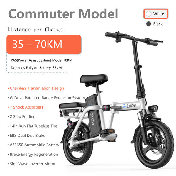 GF Chainless Transmission 3rd-Gen Foldable Super Portability Folding Mini E-bike Electric Bicycle with 7 Shock Absorber 150 - 300km