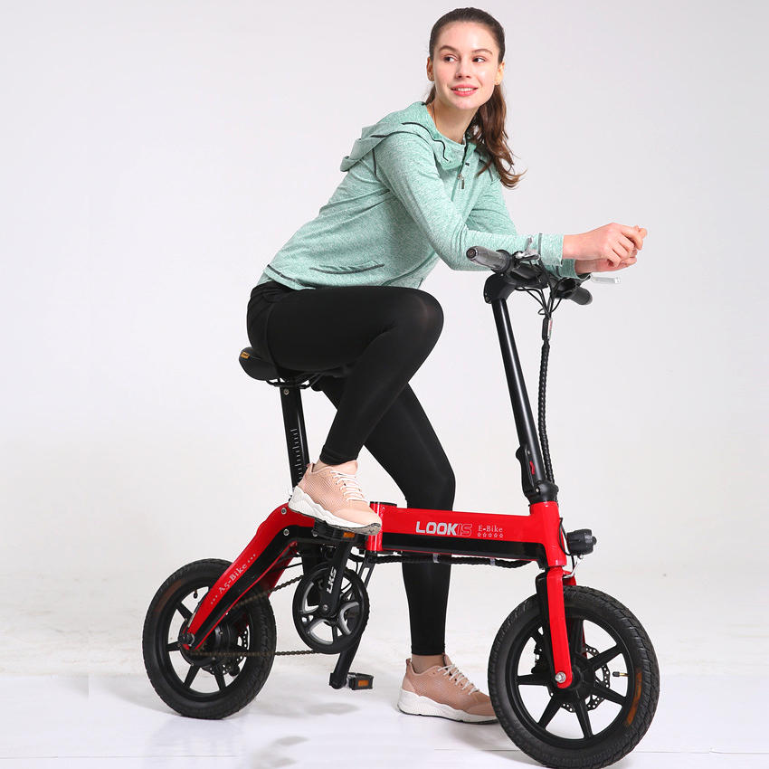 LOOKIS A5 14 Inches Folding Electric Bike 350W Brushless Motor 10.4AH Lithium Battery 25km/h Moped Bicycle Max Load 120kg