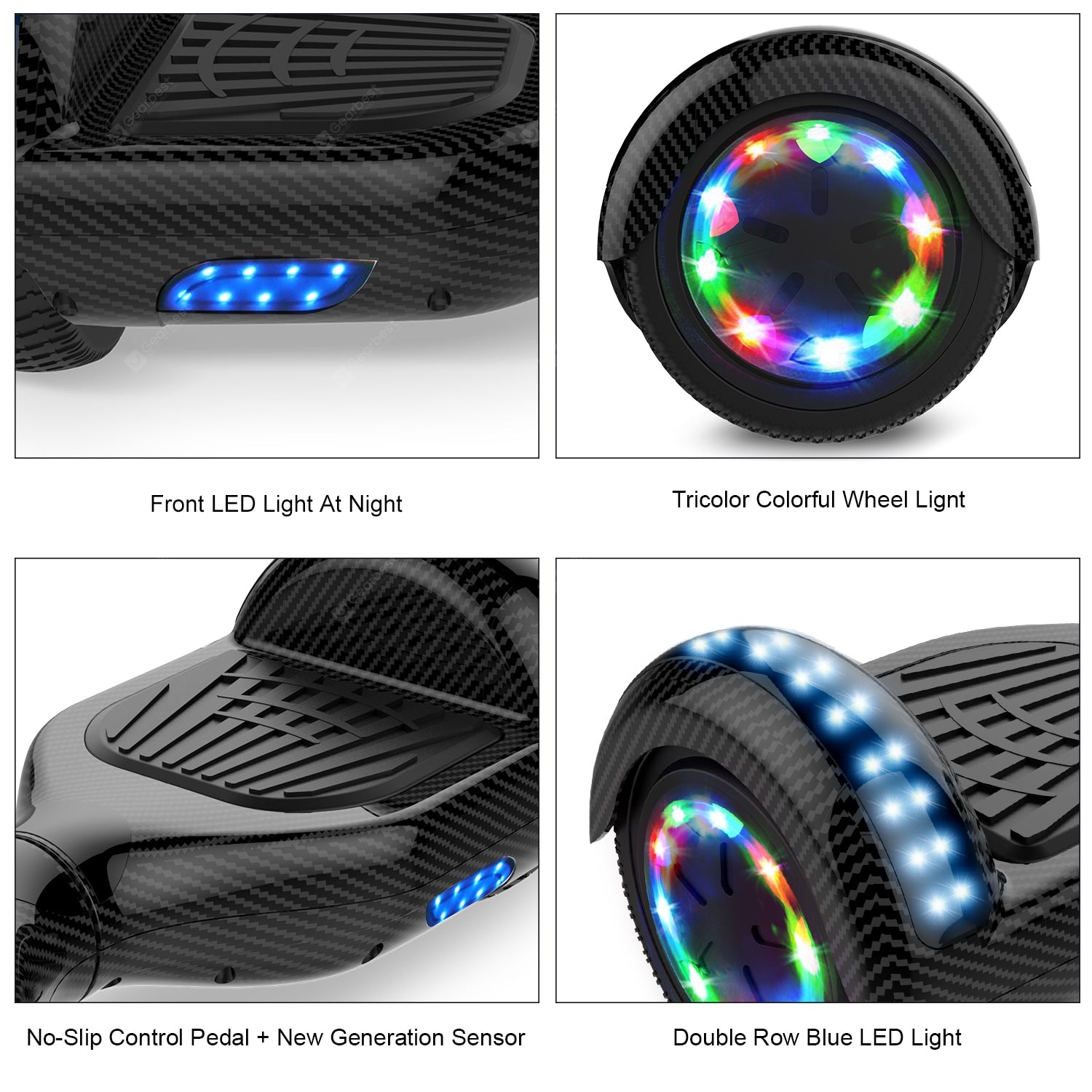 Mega Motion Self-Balancing Scooter Hoverboard 6.5 with Hoverkart LED lights Bluetooth Speaker