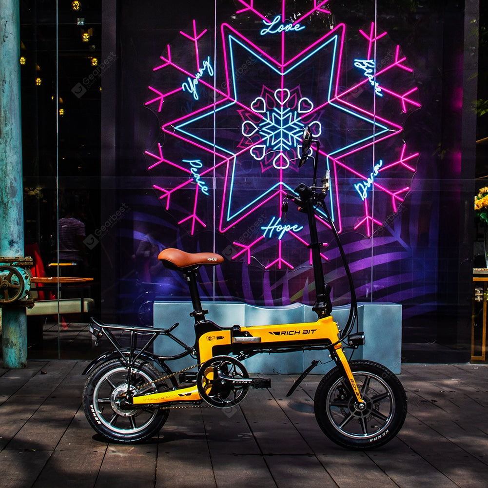 Rich Bit Ebike RT-619 14 Inch Folding Electric Bike  250W 36V 10.2AH Li-ion Battery 5 Level Pedal Assist With Rear luggage rack