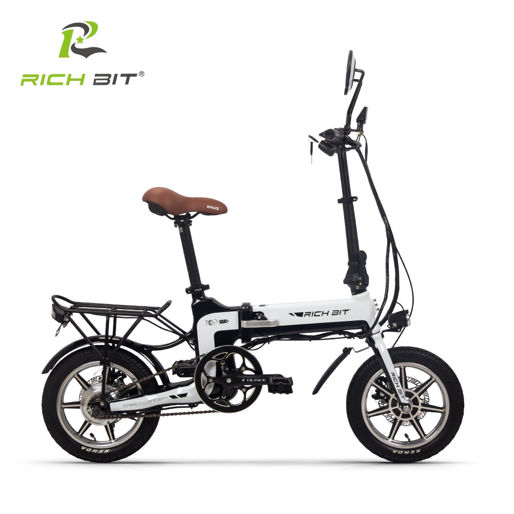 Rich Bit Ebike RT-619 14 Inch Folding Electric Bike  250W 36V 10.2AH Li-ion Battery 5 Level Pedal Assist With Rear luggage rack