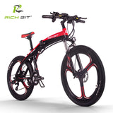 RICH BIT RT-880 36v 250w 9.6Ah Black Red Electric 26inch Foldable Ebike e-bike bicycle folding e electric bike With TEKTRO Hydraulic Disc Brake