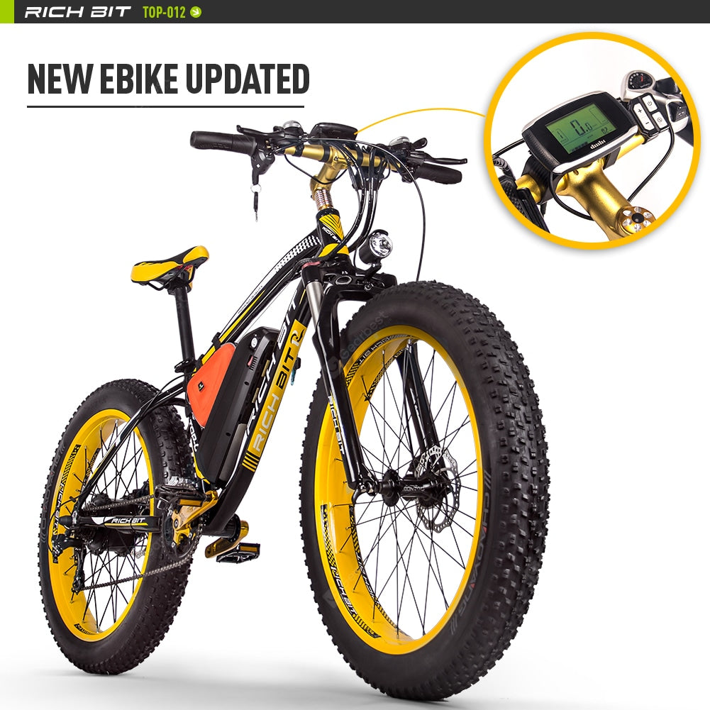 RICH BIT Electric Bike 26 Inch 4.0 Fat Tire Ebike 48V 17AH Removable Lithium Battery 1000W Motor Fat Tire  Electric Bicycle