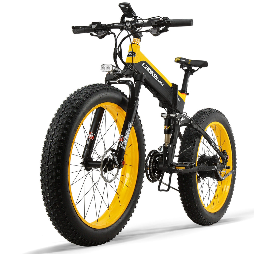 LANKELEISI XT750PLUS 48V 12.8AH 500W all-round motor electric bicycle 26 inch 4.0 fat tire MTB folding electric bicycle