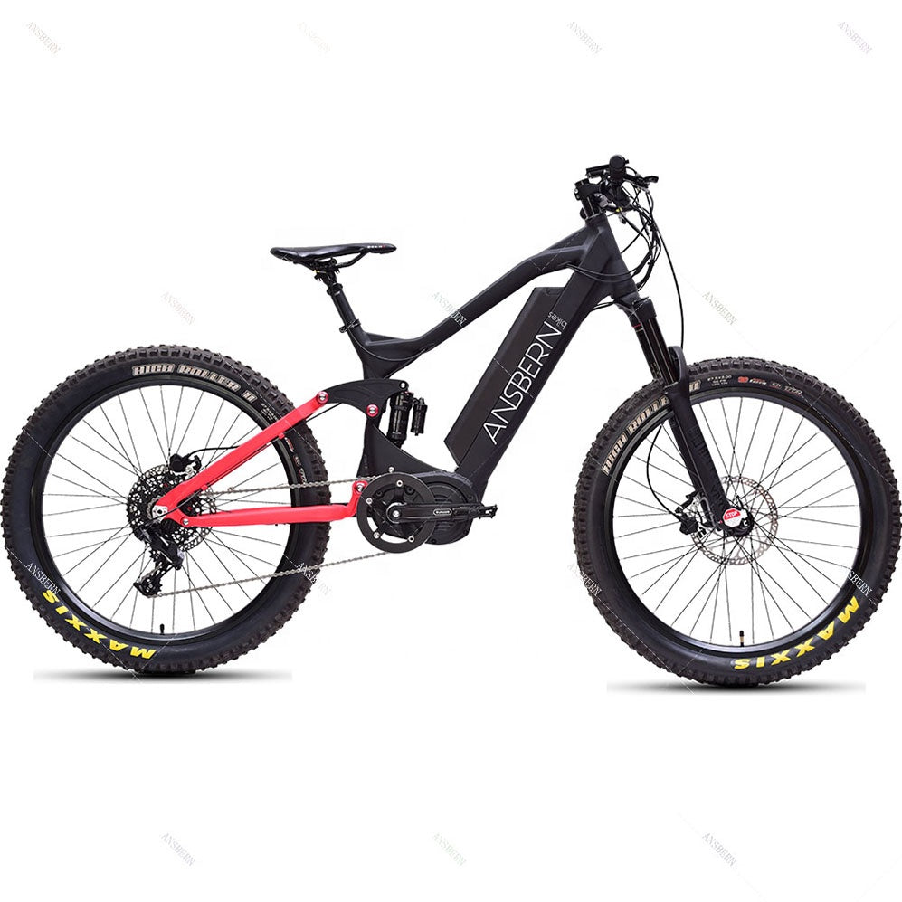 New Design China Ansbern Full Suspension 48V 1000W Mid Drive Bafang G510 Electric Mountain Bike