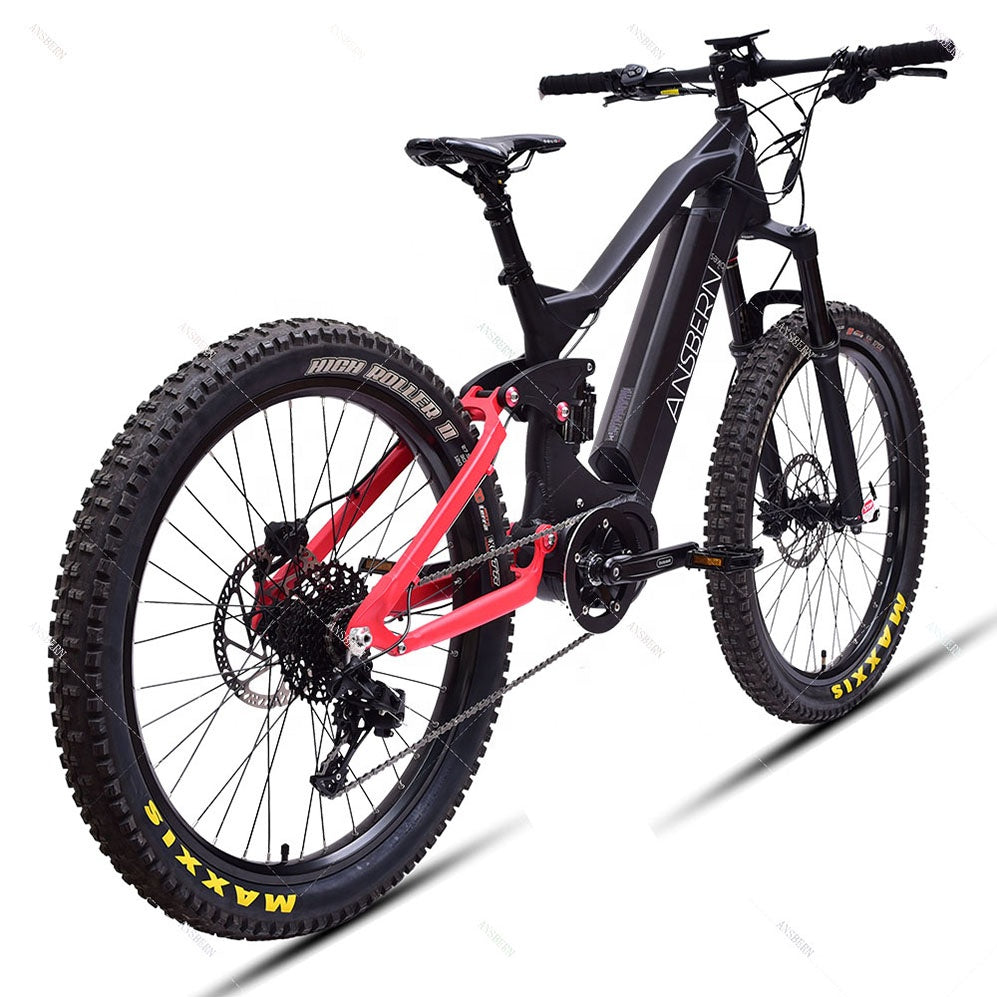 New Design China Ansbern Full Suspension 48V 1000W Mid Drive Bafang G510 Electric Mountain Bike
