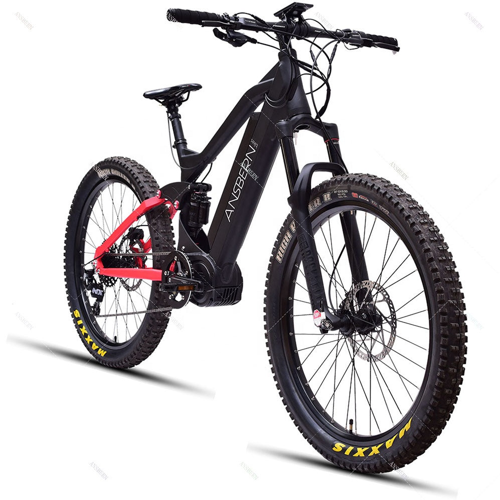 New Design China Ansbern Full Suspension 48V 1000W Mid Drive Bafang G510 Electric Mountain Bike