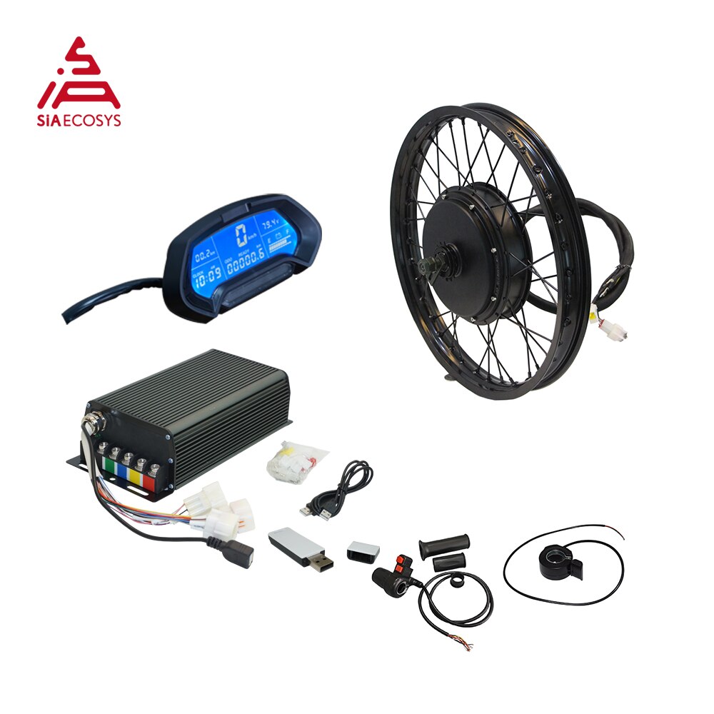 QS/SIA E-Bike 3KW Spoke Hub Motor Laced Into 19x1.6inch Moped Wheel Rim With SIA7230 Controller and Conversion Kits