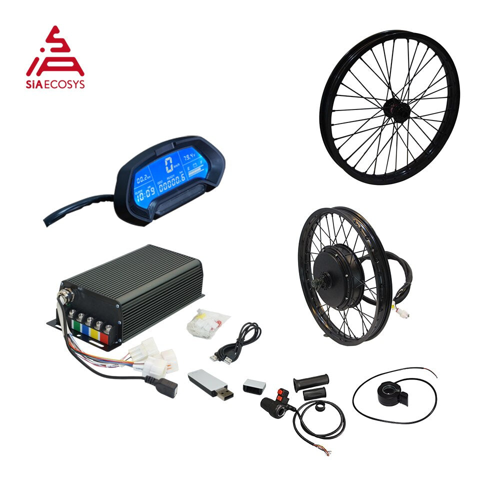 QS MOTOR E-Bike 3KW 50H72V 70KPH Spoke Hub Motor with 19*1.6inch moped wheel rim and SIA7230 controller