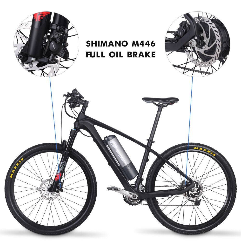 Shengmilo M50 250W Carbon Fiber Electric Mountain Bike with Brushless Motor and Shimano 27-Speed Derailleur - 27.5 Inch Racing Ebike with Power-Assisted Sensor System