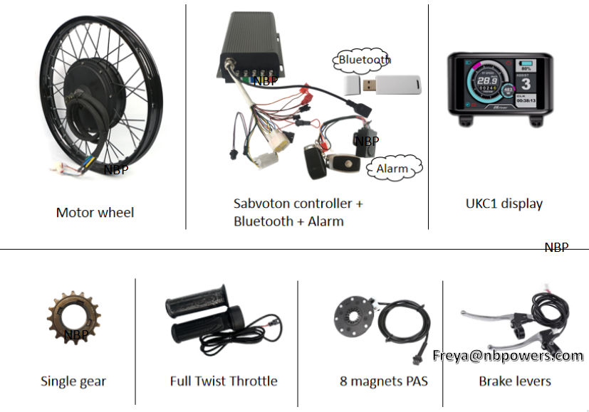 16"x3.0 Sliver color rim 72V 5000w electric motorcycle QS 205 V3 hub motor electric bike kit