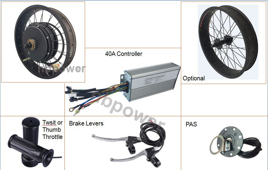 20'' 24'' 26''x4.0 tires Fat Tire Kit Electric Fat Tire Bike Kit 1500W