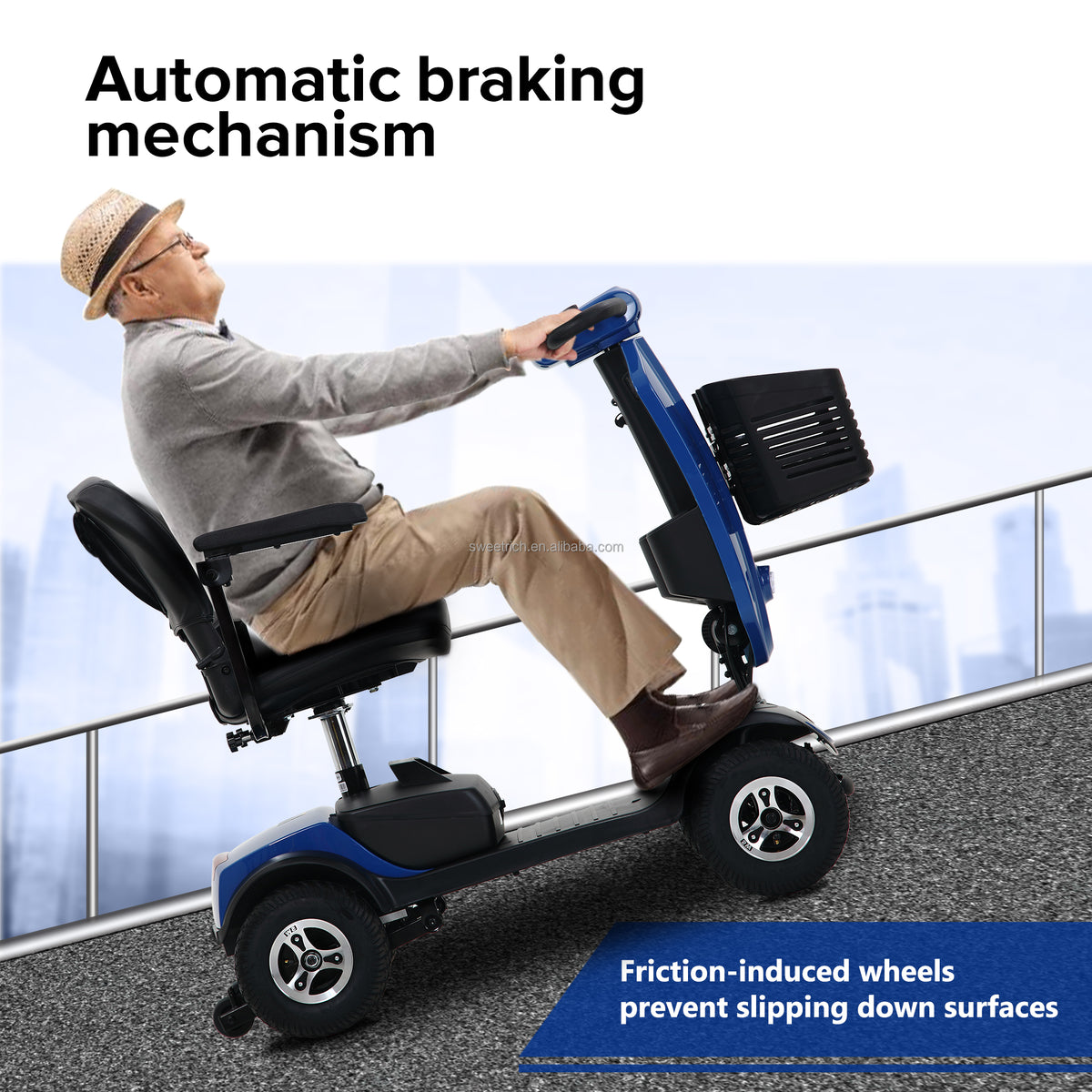 Electric 4 Wheels Lightweight Handicapped Golf Cart Mobility Scooters free shipping