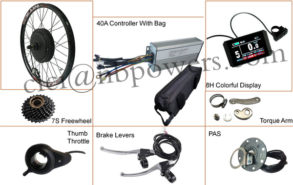 USA MTX39 Wheel 52v 72V 2000w electric bicycle motor ebike hub motor conversion kit with 19.2Ah battery