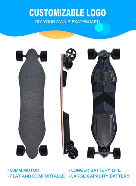 electric longboard price 12000mAh electric skateboard offroad with 90mm PU wheel 45KM endurance range ESC skateboard