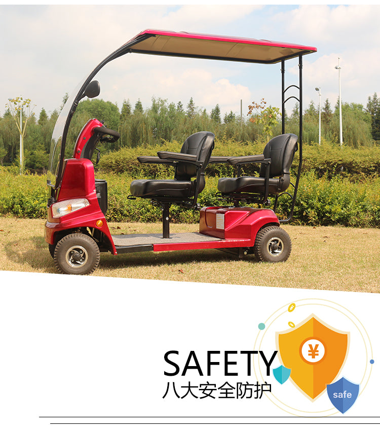 Compact size for two people Wind shield design 4 wheels mobility for elderly handicapped disabled