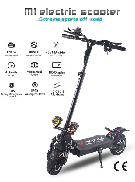 10 inch high-power single drive electric scooter 48v1200w52v1600w folding electric cross-country scooter