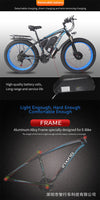 Front and rear dual motor electric bicycle 21 speed oil brake lithium battery beach snowmobile 26 * 4.0 inches E-bike