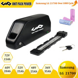 21700 Samsung EBike Battery Pack: Downtube Polly LG E Bike Battery Pack for Scooter 500W 750W 1000W 1500W 2000W - Available in 72V, 60V, 52V, 48V, and 36V options.