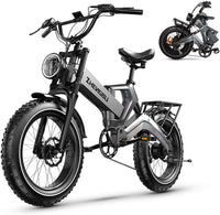 ZHENGBU K6F Off-Road Electric Bike for Adults 1000W Motor 48V 25Ah Removable Samsung Cells Battery 30MPH 40-60Miles 20"x4.0 Fat Tire Ebike