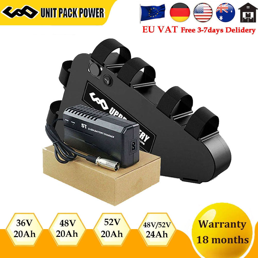 UNIT PACK POWER 18650 21700 Triangle Ebike Battery  36V 48V 52V 20Ah 24Ah 28.8Ah for Electric Bicycle 500W 750W 1000W 1500W 1800W  Electric Bike Battery Pack