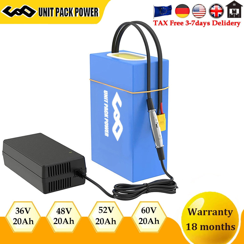 Ebike Battery Pack - Powerful Escooter Batteria Pack for Electric Bicycle 36V-72V, 20Ah-40Ah Capacity, Samsung 21700/Superior 2500mAh Cells