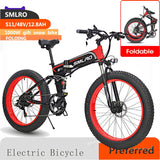 Powerful SMLRO S11 1000W Folding Ebike Convenient and Durable Aluminum Alloy Fat Electric Bicycle for Men and Women