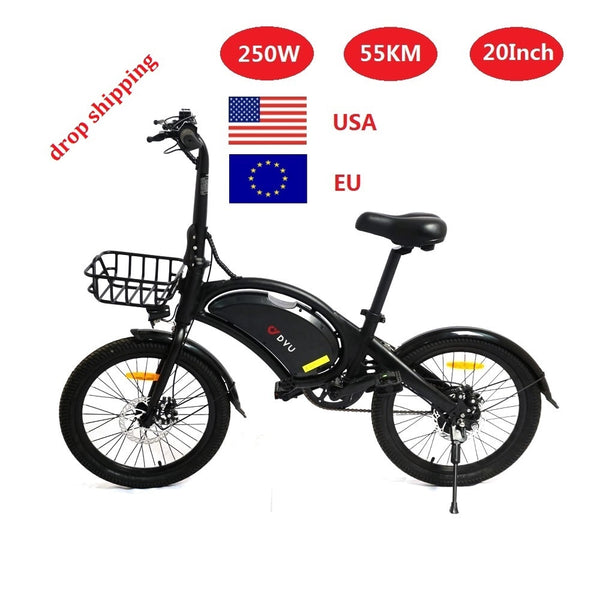 CAMORO DYU D20 EU Stock 20 Inch Fat Tire Folding Electric Moped Bike 36V 240W 25KM/H Bicycle Ebike Europe Warehouse