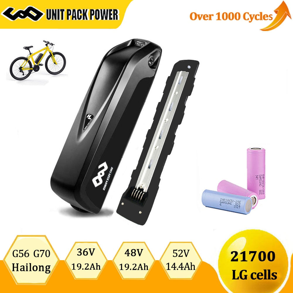 LG 21700 EBike Battery Pack 36V 48V 52V 19.2Ah 14.4Ah 24Ah G56 G70 Hailong Case for Electric Bicycle 250W 350W 500W 750W 1000W