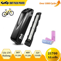 LG 21700 EBike Battery Pack 36V 48V 52V 19.2Ah 14.4Ah 24Ah G56 G70 Hailong Case for Electric Bicycle 250W 350W 500W 750W 1000W