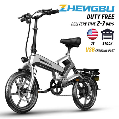 ZHENGBU Electric Bicycle 16 Inch Mini Folding Electric Bike for Adults 400W Fast Commuter Ebike with 48V10AH Lithium Battery