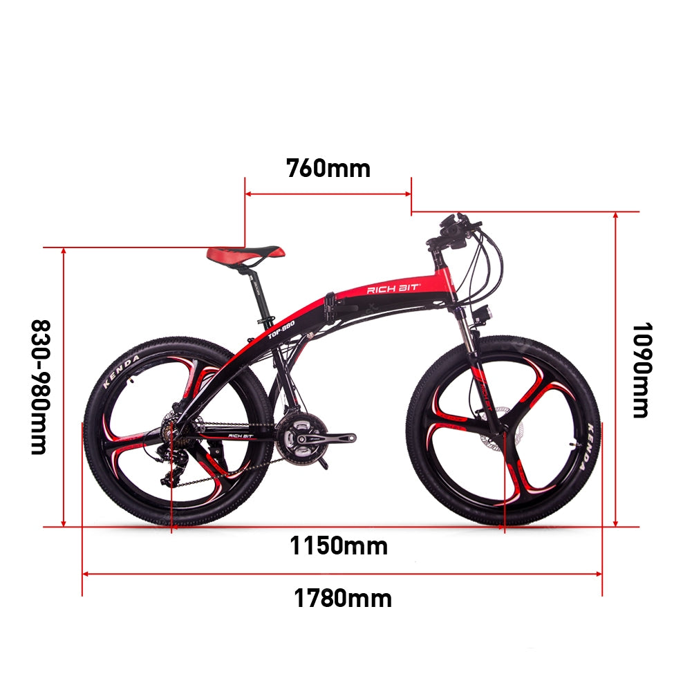 RICH BIT RT-880 36v 250w 9.6Ah Black Red Electric 26inch Foldable Ebike e-bike bicycle folding e electric bike With TEKTRO Hydraulic Disc Brake