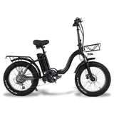 Y20 Folding Electric Snow Bike, 750W Motor, 48V 15Ah Battery, 20 Inch Mountain Bike Fat Bike, Pedal Assist E-bike with Basket