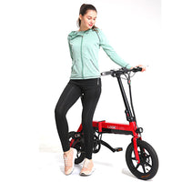 LOOKIS A5 14 Inches Folding Electric Bike 350W Brushless Motor 10.4AH Lithium Battery 25km/h Moped Bicycle Max Load 120kg -  Yellow