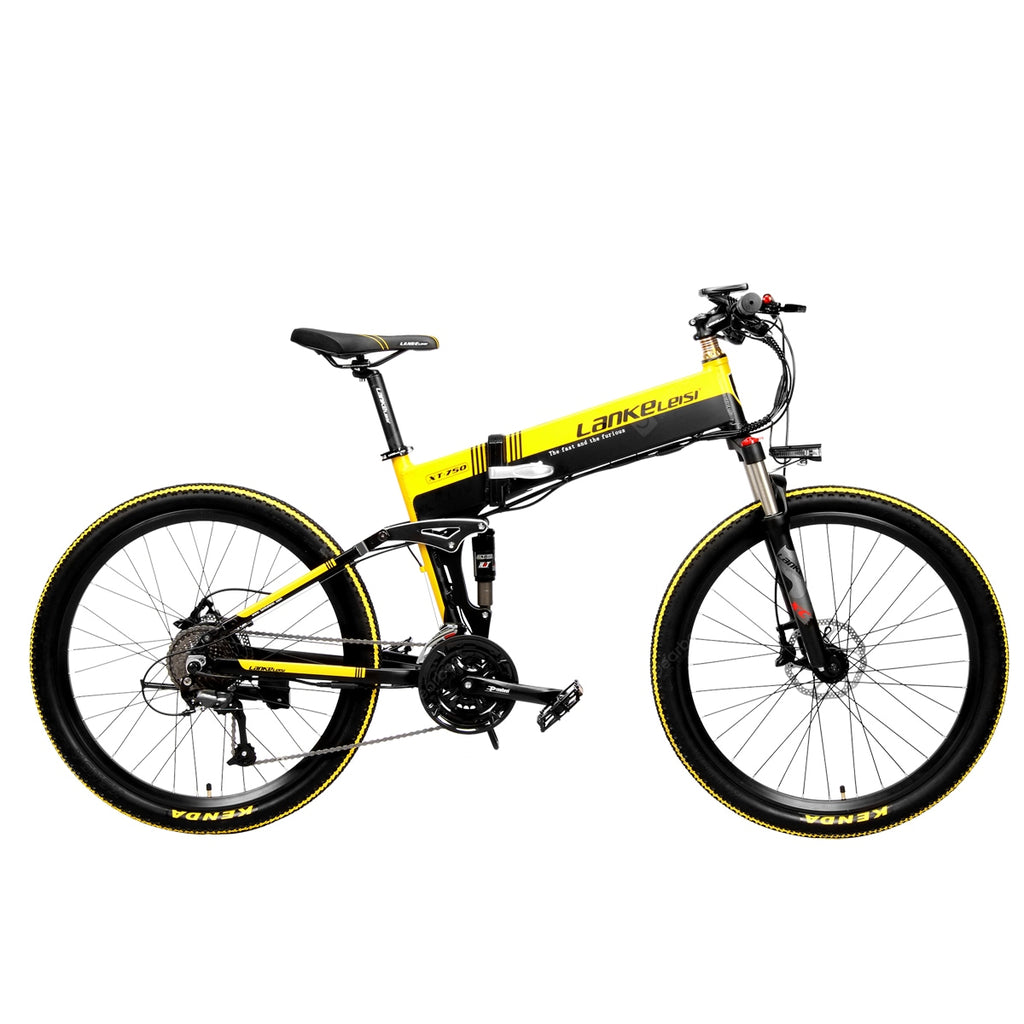LANKELEISI XT750 Folding Electric Bike Portable Mountain Bike 48V 10.4AH