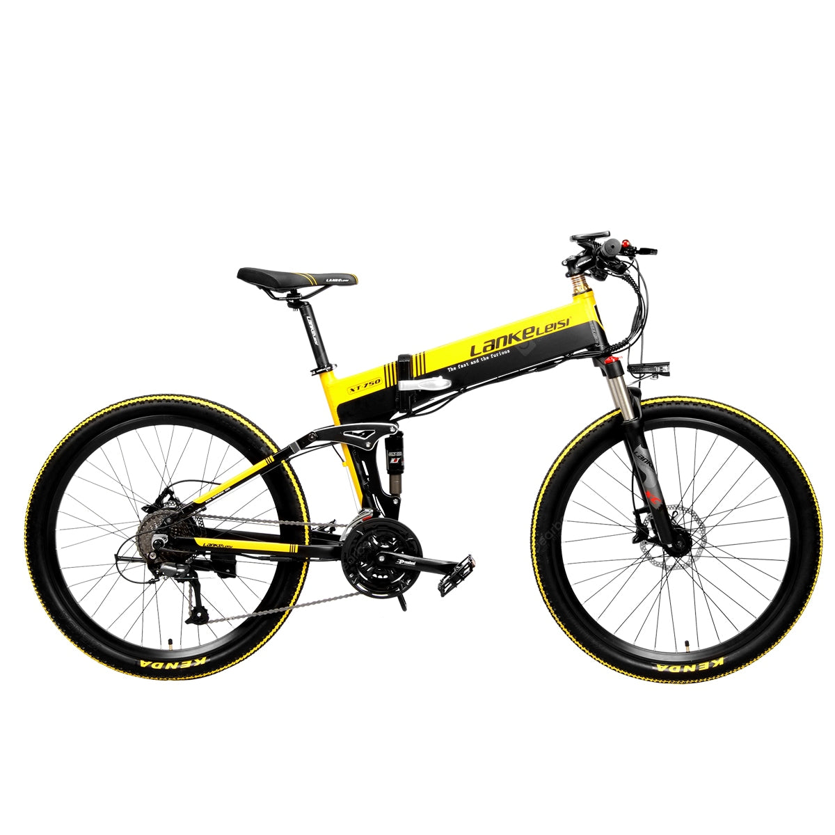 LANKELEISI XT750 Folding Electric Bike Portable Mountain Bike 48V 10.4AH