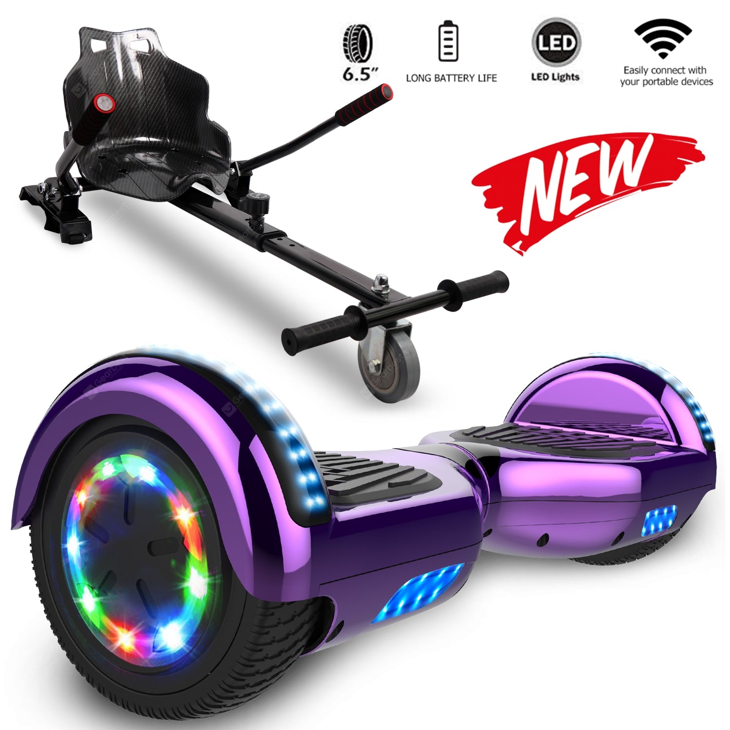 Mega Motion Self Balancing Scooter Hoverboard 6.5 with Hoverkart