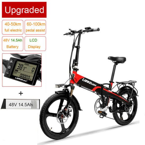 G660 20 Inch Powerful Electric Bicycle, 400W 48V 10.4Ah/14.5Ah Lithium Battery, With LCD Display & Rear Carrier, Dual Disc Brakes