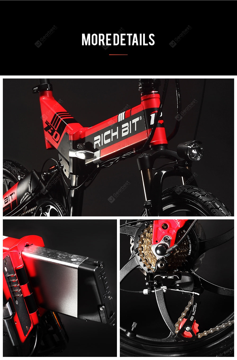 RICH BIT RT-730 48V 8Ah lithium battery Popular Full Suspension Electric Folding Bicycle New Smart LCD Screen 5 Level Pedal Assist