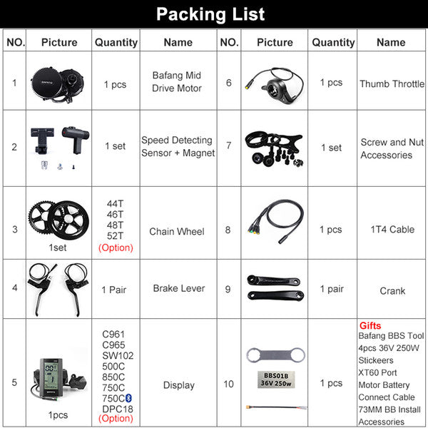 BAFANG 8FUN BBS02 BBS02B 48V 750W Mid Drive Crank Motor Electric Bike Conversion Kit EBIKE BB68-73mm Powerful Middle Engine w/ install tool - easy-smart-way