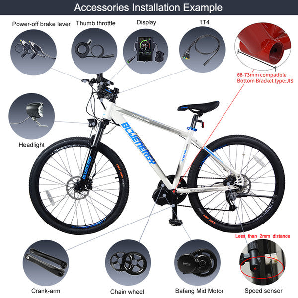 BAFANG 8FUN BBS02 BBS02B 48V 750W Mid Drive Crank Motor Electric Bike Conversion Kit EBIKE BB68-73mm Powerful Middle Engine w/ install tool - easy-smart-way