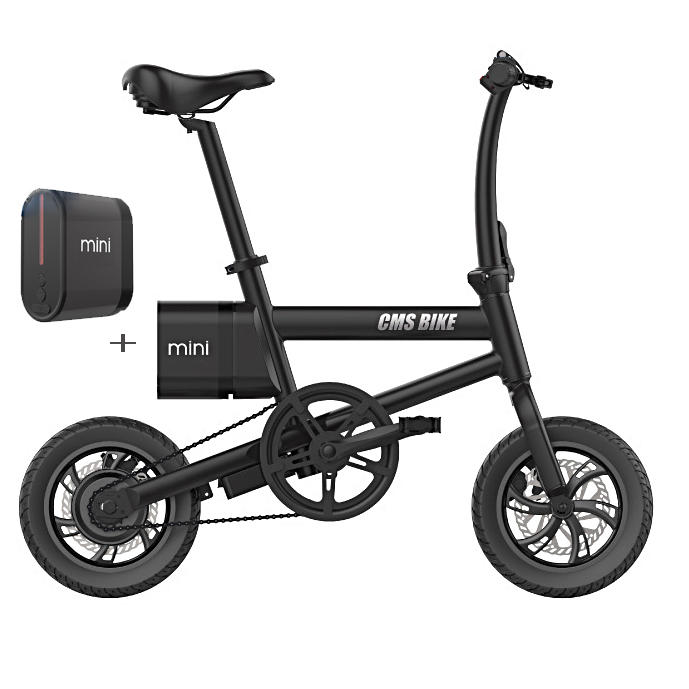 CMSBIKE mini Extra Battery Set 36V 250W 6AH 12 Inch Smart Folding Electric Bike 25km/h Max Speed Electric Bicycle LED Power Display With An Extra Battery