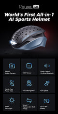 Relee M1: World's 1st All-in-1 AI Sports Helmet,integrate camera, lighting & voice command operations into one helmet