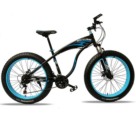 wolf's fang mountain bike 7/21/24 speed bicycle 26x4.0 fat bike Spring Fork snow bikes road bike Man Mechanical Disc Brake easy-smart-way.myshopify.com