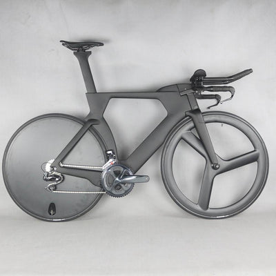 700C Complete Bike TT Bicycle Time Trial Triathlon Carbon Fiber Carbon black color Painting Frame with DI2 R8060 groupset