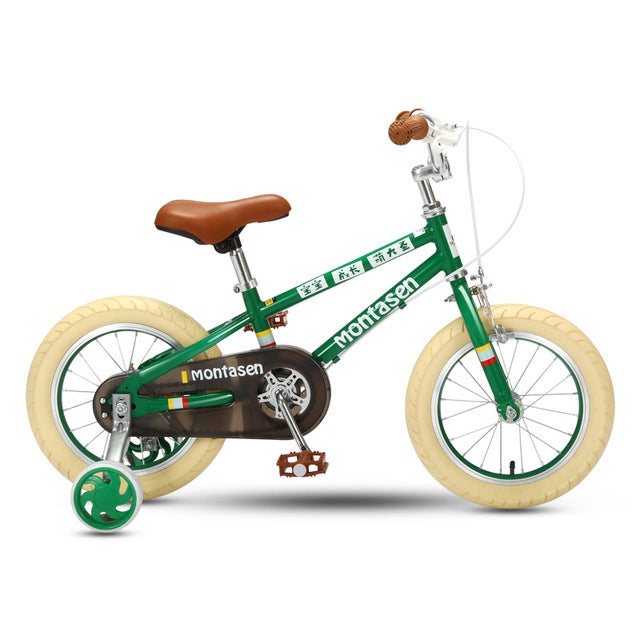 Montasen Retro Children Balance Bike Detachable Auxiliary Wheel Cycle 14/16 inch Kids Bicycle for 2-7 Years Old Kid Balance Bike easy-smart-way.myshopify.com