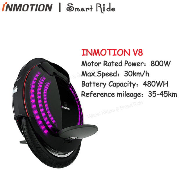 INMOTION V8 Electric Unicycle Monowheel Onewheel Selfbalancing Scooter EUC Off-road APP With Decorative Lamps Electric Scooter easy-smart-way.myshopify.com