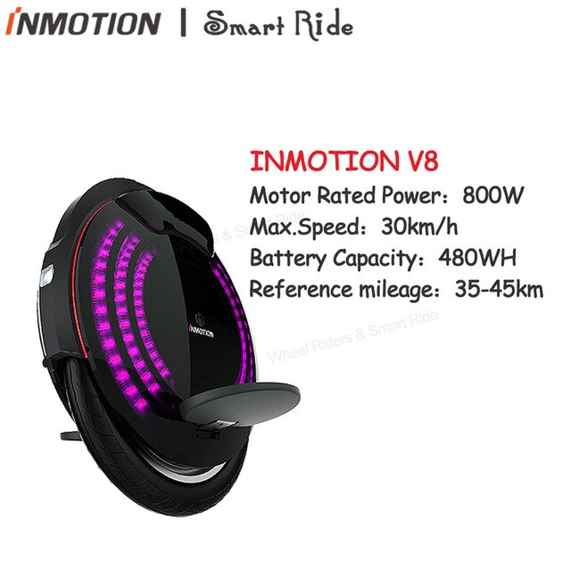INMOTION V8 Electric Unicycle Monowheel Onewheel Selfbalancing Scooter EUC Off-road APP With Decorative Lamps Electric Scooter easy-smart-way.myshopify.com